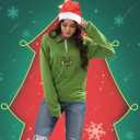 New Pullover Ugly Christmas Sweaters Cartoon Character Green Monster Print Unisex Sweatshirt with Christmas Hat (Medium, B)