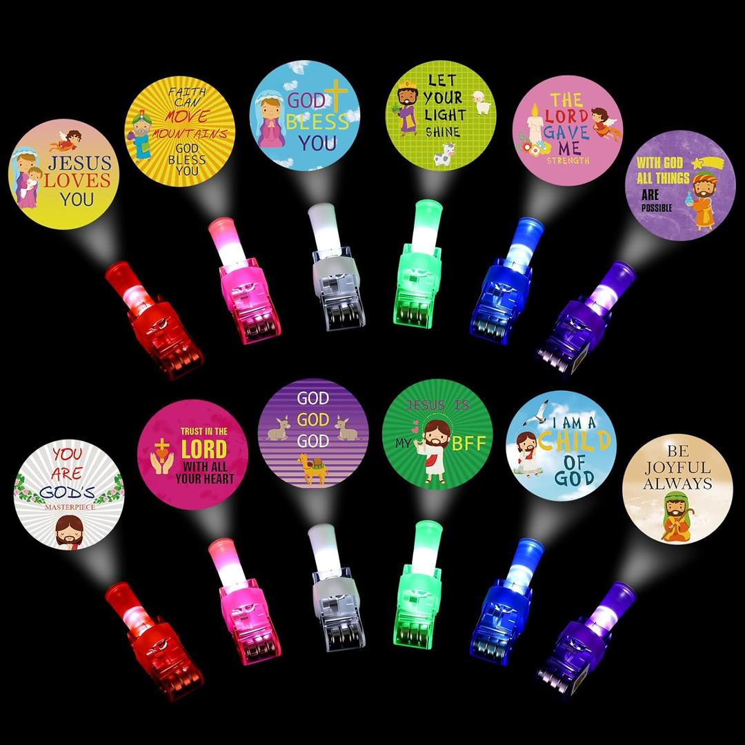 Tuanse 36 Pcs Christian Finger Lights Bulk, Glow in The Dark Jesus Christian Party Favors, Jesus Religious Gifts Finger Lights for Sunday School Church Bible Supplies