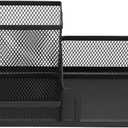 Desk Pen Holder, Pen Organizer Multifunction Pen Holder 3 Compartments Stable Durable Sturdy Metal Classic Style Small Desk Organizer