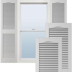Ekena Millwork Lifetime Vinyl LL1S12X04300WH Standard Cathedral Top Center Mullion, Open Louver Vinyl Shutters, w/Installation Shutter-Lok's & Matching Screws (Per Pair), 12"W x 43"H, White