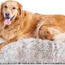 EHEYCIGA Fluffy Dog Crate Bed for Extra Large Dogs, Plush Faux Fur Pet Crate Pad, Calming Anti Anxiety XL Dog Bed, Washable Soft Warm Mat with Non-Slip Bottom, Brown (41.3 x 27.5)