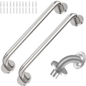 2 Pack Grab Bars for Bathroom, 18 Inch Chrome Stainless Steel Shower Grab Bar, Concealed Screw Balance Assist Safety Bath Handrail, 500lbs Support Shower Handle for Handicap, Elderly, Injury