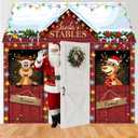 3 Pcs 10 x 3 ft Christmas Elk House Decoration Large Xmas Elk Door Covers Backdrop Christmas Garage Door Banner for Xmas Holiday Background