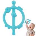 3 x Chuya Baby Teething Ring Sticks,Baby Teether Toys 0-6 6-12 12-18 Months,Teething Relief for Babies,Infant Toys 0 3 6 9 12 18 Months Sensory Toy Easy-Hold (Blue)