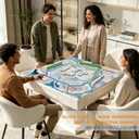 Coastal Mahjong Mats Cover, Summer Beach Mahjong Mat for Table 31.5 Inch | Blue Oyster Mahjong Mat With Rules, Noise Reduction Mahjong Game Pad, Beach Mahjong Gifts, Beach Mah Jong Mats, 31.5x31.5