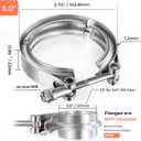 5 Inch V Band Clamp 304 Stainless Steel, for Turbo Exhaust Downpipe, Racing Ford Pickup Truck Exchange Exhaust Systems(2 Pack)