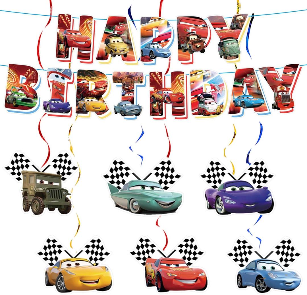 Elegant Birthday Banner and Hanging Swirls  Happy Birthday Banner with Swirls for Adult Theme Decorations Party Hanging Decorations