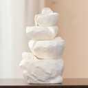 Tabletop Desktop Fountain Waterfall Water Feature Ceramic Indoor Fountain Office Home Decoration (White)