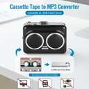 Cassette Player Recorder, Portable Cassette to MP3 Converter with USB-C, Built-in Speaker, Audio Tape to Digital Converter, Reverse Recording for Stereo Sound （Black）