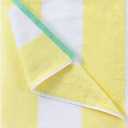 HENBAY Cotton Oversized Beach Towel - Large 70 x 35 Inch Pool Towel, Yellow Striped Quick Dry Swimming Cabana Towel