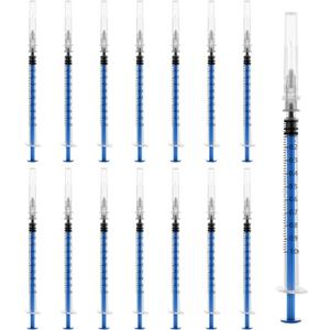 100 Pack 1ml/cc Lab Syringes with 27Ga 1/2 Inch(13mm) Needle, Disposable Individually Wrapped for Scientific Labs, Feeding Small Animals, Dispensing, Applicator, Watering