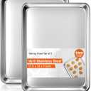 Baking Sheet Set of 2, Commercial Grade Stainless Steel Cookie Sheets for Baking, 18 x 13 Inch Thicker Large Baking Pans Oven Tray, Warp Resistant Nonstick Half Sheet Pan, Nontoxic & Heavy Duty