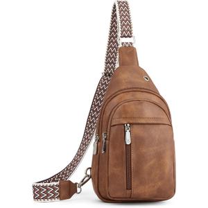BOSTANTEN Sling Bag Cross Body Bag Trendy Leather Crossbody Purse Chest Bag with Adjustable Guitar Strap for Travel