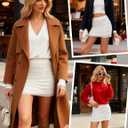 Avidlove Women Sexy Skirt Ruched Bodycon Double Layer Club Skirts Lettuce Trim Skirts Office Mini Skirt (XX-Large, White)