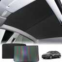 ROCCS Sunshade Roof for Tesla Model Y 2020-2024 Colorful Ice Crystal Glass Roof Sunshade Sunroof No-Sag Design Retractable Sunshade Heat Insulation Roof Window Sun Protection Snap Foldable (Black)
