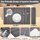 Large Stone Dish Drying Mat for Kitchen Counter, 24"(L)×16"(W) Pu Leather Stone Dishes Mats,Water Absorbing Diatomaceous Earth Drying Pad for Bottles Utensils Cups
