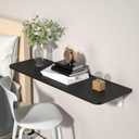 47.2" x 15.7" Wall Mounted Folding Table, Heavy Duty Laundry Folding Table with Brackets, Wood Floating Desk for Kitchen Dining Room, Wall Desk Fold Down for Small Spaces (Black)