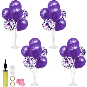 Purple Balloon Stand Centerpiece Table Decorations for Birthday Bridal Shower Wedding Engagement Mother's Day Graduation Halloween Party Decorations(Purple set4)