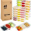 MACTANO 8 OZ Reusable Snack Containers with Lids, New 3 Compartment Condiment Snack Pack Containers 40 Sets
