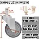 RILIDRI 5-Inch Swivel Caster Wheels, 7/16-Inch Stem Diameter Rubber Wheel, Heavy Duty TPR Thermoplastic Rubber Replacement Wheels, 225-lb per Wheel- 4 Pack