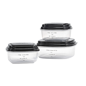 Fit & Fresh Montauk Lunch Containers, 9-3/4"H x 9-3/4"W x 6-13/16"D, Black/White