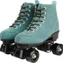 XUDREZ Cowhide Roller Skates for Women and Men High-Top Shoes Double-Row Design,Adjustable Classic Premium Roller Skates (Blue,9)