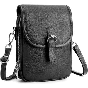 befen Genuine Leather Small Crossbody Bags for Women Cross Body Bag Purses Cell Phone Purse for Travel with RFID Card Slots (Black)