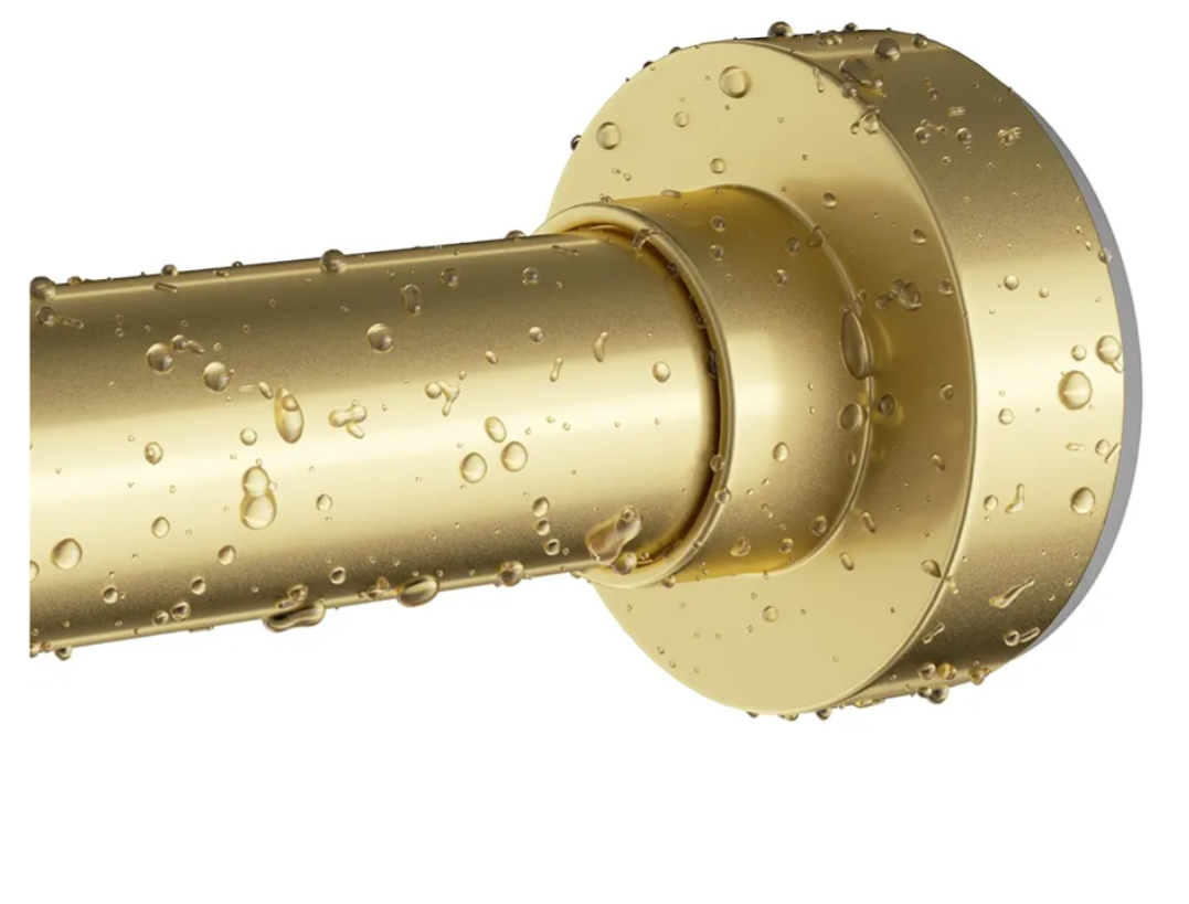 Gold Shower Curtain Rod 34-66 Inches(2.8-5.5ft) Never Rust Adjustable Shower Rod Spring Tension Non Slip No Drilling Shower Rods for Bathroom Garland Window
