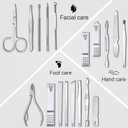 Yougai Nail Clippers Set - 18 Pcs Professional Manicure Pedicure Kit for Men Women, Stainless Steel Fingernail Toenail Clippers Cutters, Nail Care Grooming Tools with Leather Travel Case