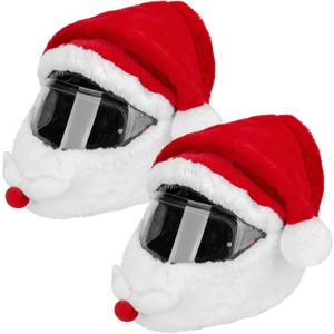 Christmas Santa Motorcycle Helmet Cover,Nativity Helmet Cover Santa Claus Xmas Hat Decoration Accessories for Men (red)