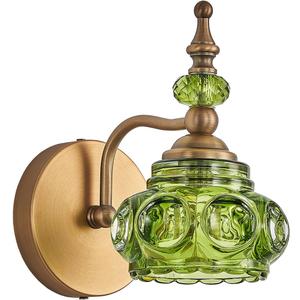 Vintage Wall Sconces Bathroom Vanity Lighting Fixtures Beautiful Wall Light with Green Glass Lampshade for Bedside Bedroom Doorway Bathroom