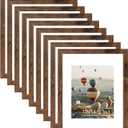 10x14 Picture Frame Set of 9 for 30 x 40 cm Diamond Art Painting, Display 8.5x11 with Mat or 10x14 without Mat, Wood 10 by 14 Wall Gallery Poster Photo Frames Bulk with 8.5x11 Mat,9 Pack, Deep Brown