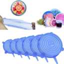 Silicone Stretch Lids, Durable & Eco-Friendly Elastic Lids Reusable Heat Resistant Various Sizes Cover for Bowl (Blue-12pack)