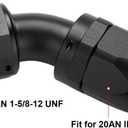20AN AN20 45 Degree Elbow Hose End Fitting Swivel Aluminum Black
