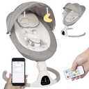 Baby Swing for Infants to Toddler Portable Babies Swing Timing Function 5 Swing Speeds Bluetooth Touch Screen Music Speaker with 10 Preset Lullabies 5-Point Carabiner (Light Grey)