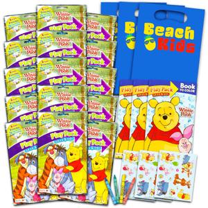 Bendon Publishing Winnie the Pooh Kids Play Packs Bundle - Fun Party Favors with Coloring Book, Crayons, Stickers, Door Hanger and Stamper