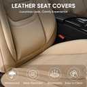 TIEHESYT Leather Seat Covers Front Pair with Lumbar Support and Headrest, Breathable and Waterproof Car Seat Cover, Universal Seat Covers for Cars, Trucks, SUVs, Airbag Compatible, Beige