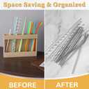 Wooden Cabinet Door Straw Holder, Reusable Straw Dispenser Space-Saving Drinking Straws Organizer for Cabinet Door Kitchen Cupboard Countertop Storage, Adhesive No Drill Installation