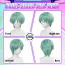 BESTBEL+Hair Cap Short Mint Green Wig for Men Short Cyan Wig for Male Shorts Green Wigs Green Anime KP Stage Outfits for Men Halloween Party Cosplay