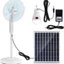Sumind 16'' Solar Oscillating Standing Fan with Solar Panel, Portable Rechargeable Mobile Floor Fans, with 5V Light Bulb, 15000mah Battery, Two Charging Methods, 3 Speeds, for Bedroom Study or Outdoor