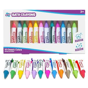 Tub Works® Smooth™ Bath Crayons Bath Toy, 12 Pack | Nontoxic, Washable Bath Crayons for Toddlers & Kids | Unique Formula Draws Smoothly & Vividly on Wet & Dry Tub Walls | Hexagon Grip Bathtub Crayons