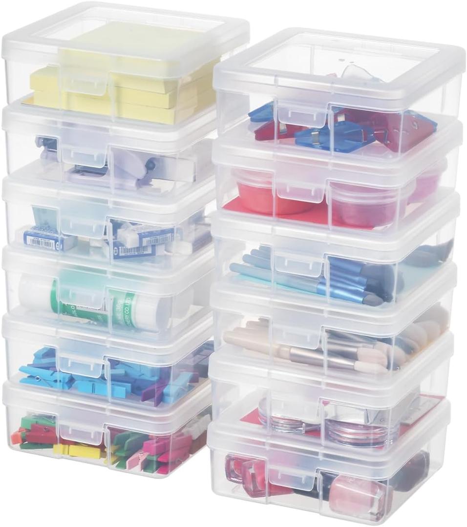 Small Plastic Storage Containers Clear Arts & Crafts Storage Boxes & Organizers Stackable Small Containers With Lids For Organizin (Set 1)