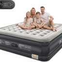 OhGeni King Air Mattress Family Choice Award with Built-in Pump, 18'' Comfortable Blow Up Colchones Inflables Mattress for Home, Guests, Portable Air Bed for Adults, Airbed Supports Up to 700 lbs, Black