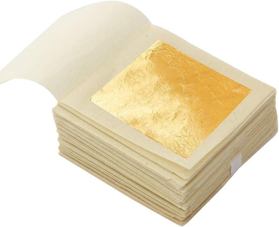 Edible Gold Leaf Sheets 100 pcs 1.7" 24K Facial Care Foil for Skin Care, Cake Baking, Gilding, Cooking, Chocolates, Health & Spa