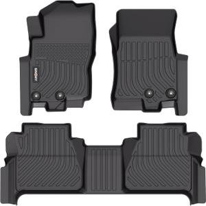 GINOWY-Floor Mats for Nissan Frontier 2022-2025 Crew Cab All Weather, TPE Rubber Liners for Frontier, Frontier Car Mats, Frontier All Weather Mats, Waterproof Mats Frontier Accessories