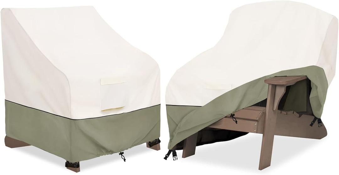 Bitubi Waterproof 2 Pack Patio Adirondack Chair Cover for Outdoor Chair Size Up to 35W x 37D x 36H inch,Outdoor Lawn Patio Furniture Covers (Beige)
