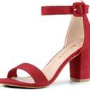 Allegra K Women's Open Toe High Chunky Heel Buckle Ankle Strap Sandals, 7.5