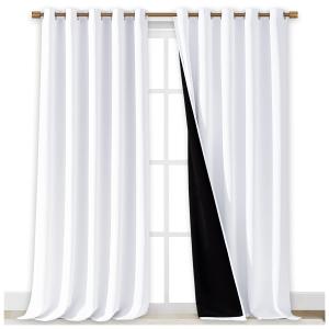 NICETOWN Full Shading Curtains for Windows, Super Heavy-Duty Black Lined Blackout Curtains for Bedroom, Privacy Assured Window Treatment (White, Pack of 2, 52 inches W x 95 inches L)
