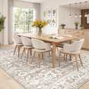 Soalmost 8x10 Washable Area Rugs for Living Room, Vintage Floral Stain Resistant Non-Slip Low Pile Neutral Rug Soft Throw Large Carpet for Dining Room Bedroom Home Office (Light Brown, 8'x10')