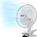 Comfort Zone Portable Clip on Fan with Fully Adjustable Tilt, Electric, 6 inch, Quiet, Indoor, 2 Speed, Mini Desk Fan, Table Fan, Airflow 6.53 ft/sec, Ideal for Home, Bedroom, Dorm & Office, CZ6C (White)